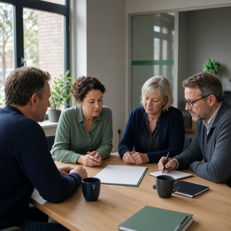 Professionals bespreken een geanonimiseerde casus aan een vergadertafel