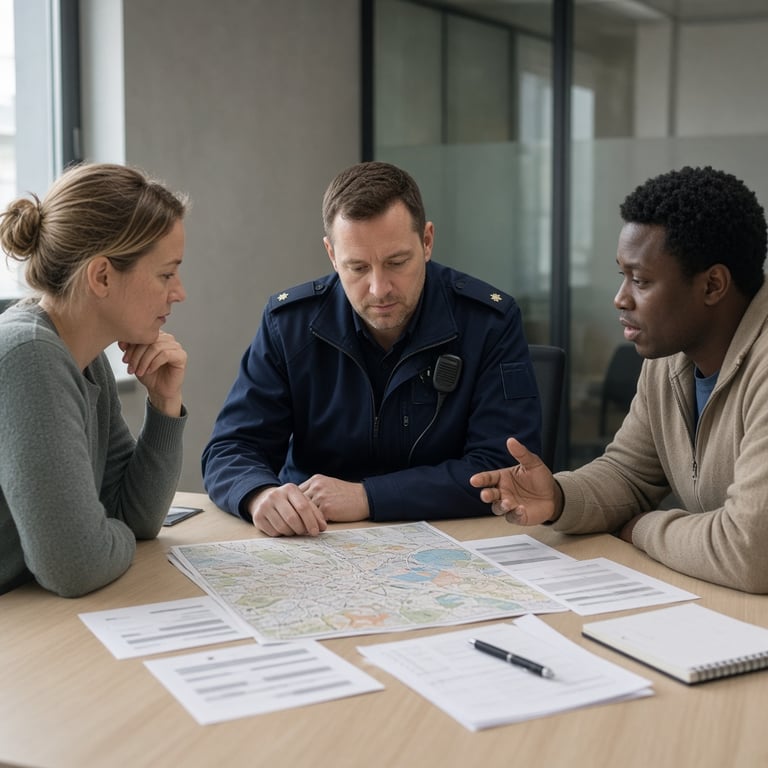 Professionals van gemeente, politie en jongerenwerk bespreken signalen rond een jeugdgroep aan een overlegtafel